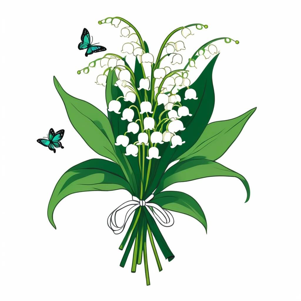 KI-generiertes Maiglöckchen-Bild zum 1. Mai mit Schmetterlingen – erstellt mit YouCam AI Pro