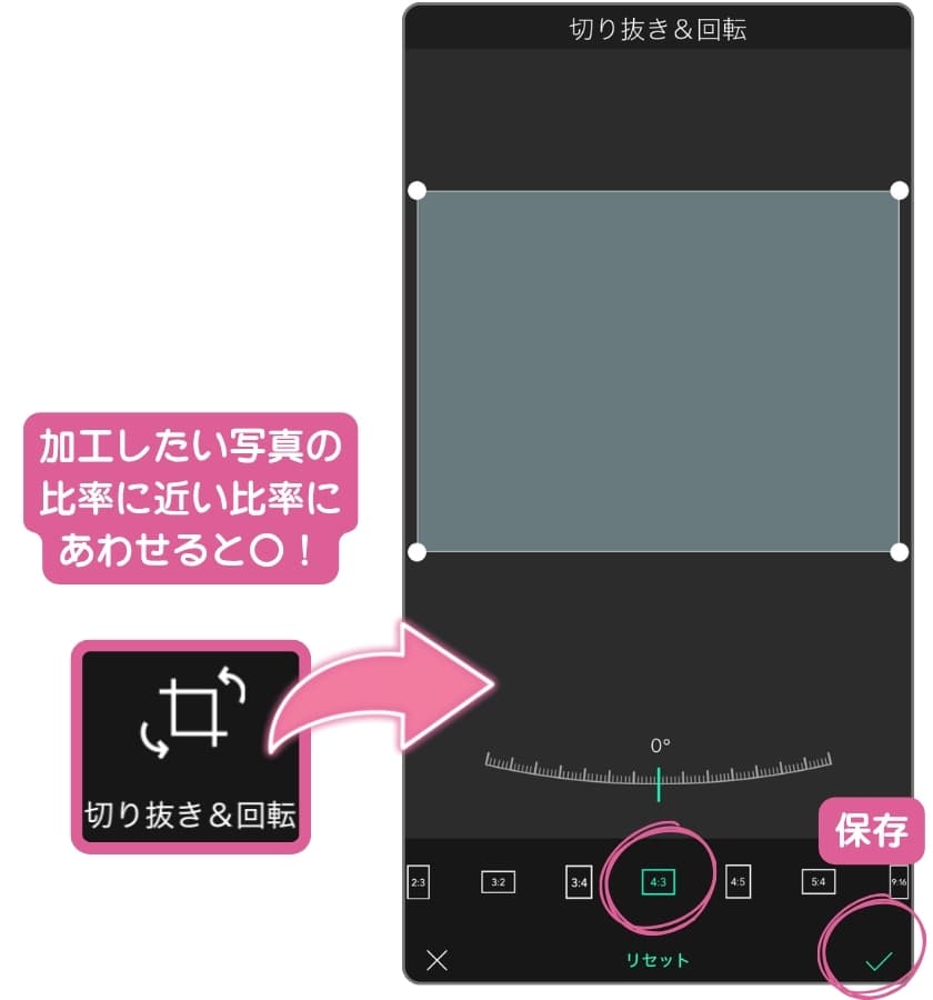 カラー背景を使用する写真の比率に合わせる