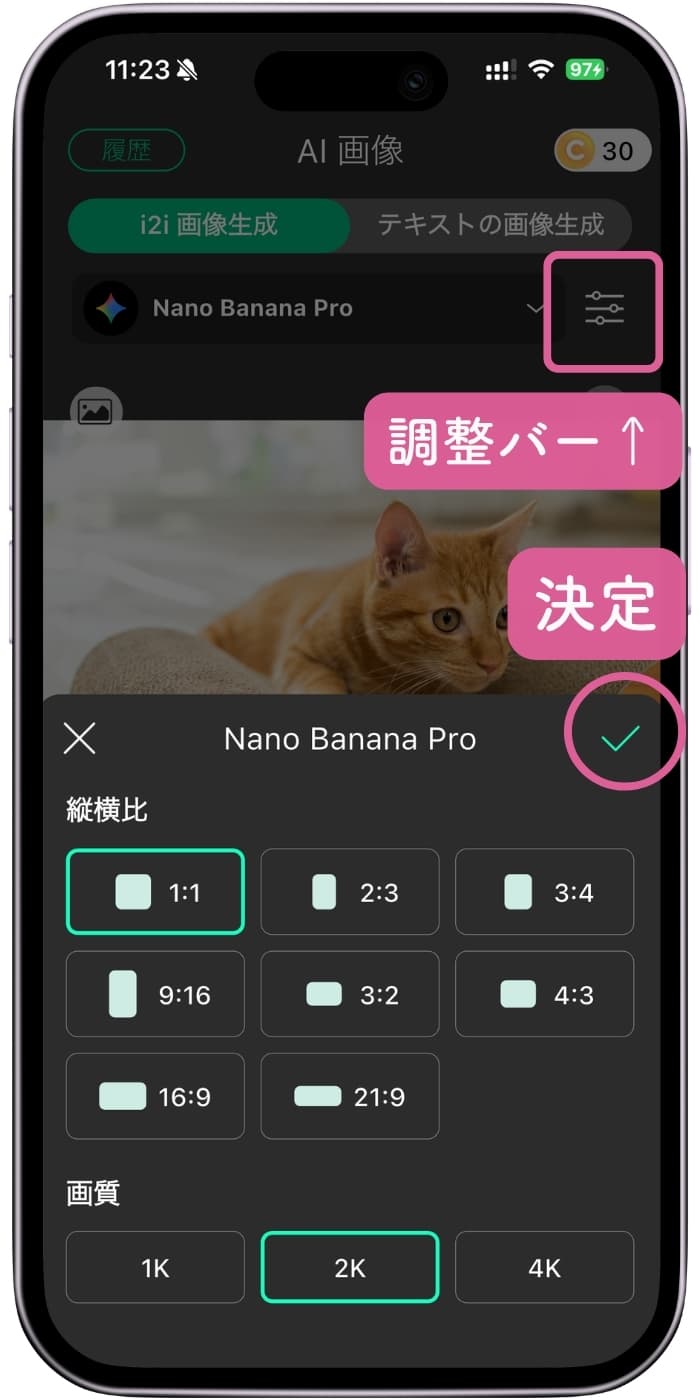 作りたいぬいぐるみ画像の比率を決定する