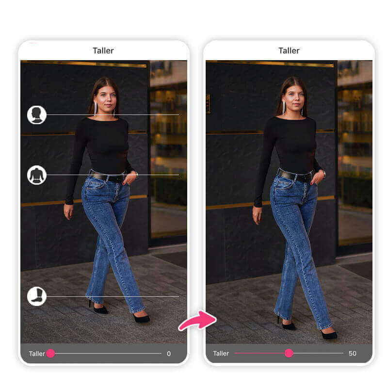 Application retouche corps gratuite : se grandir sur photo