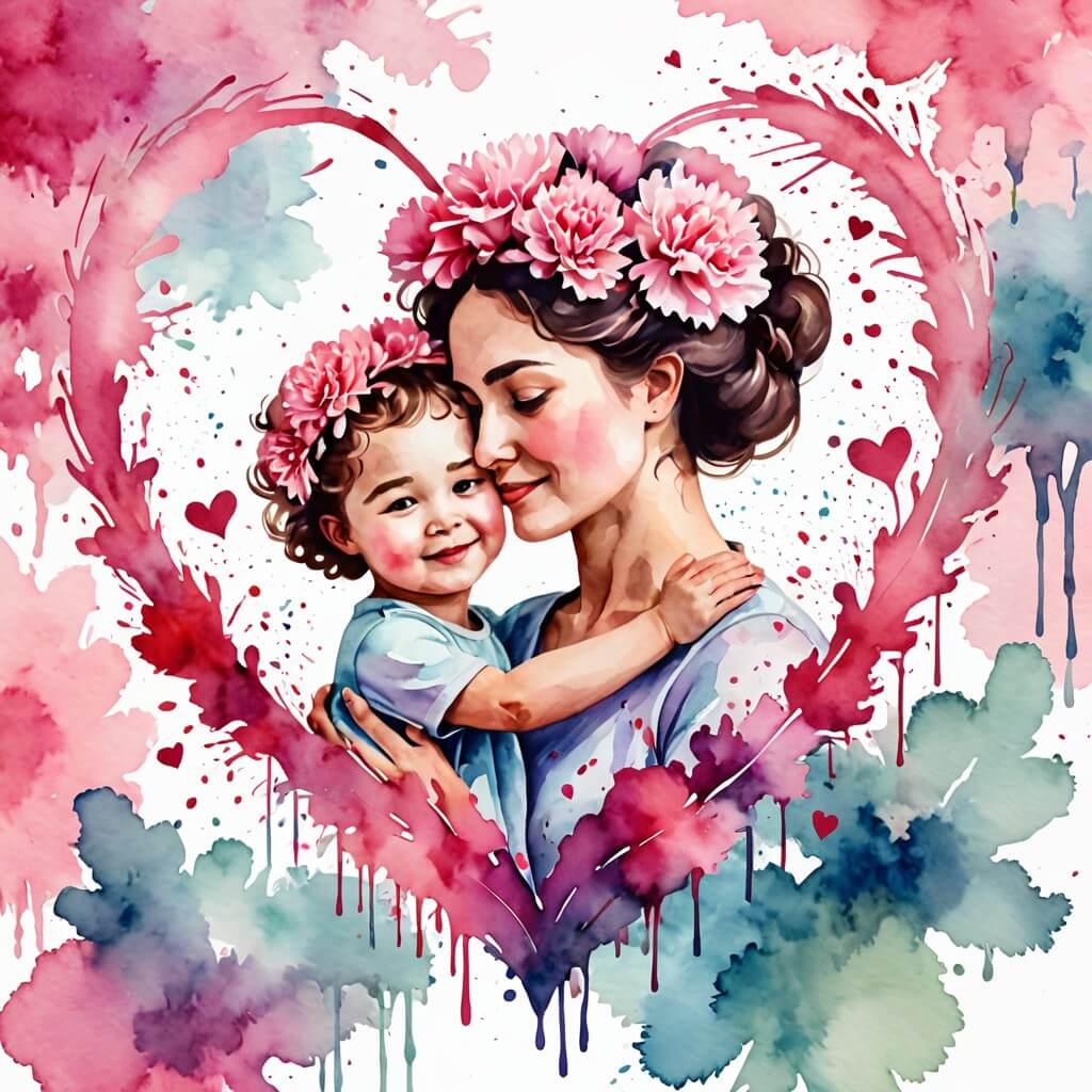 KI-Muttertagsbild: Blumenstrauß auf rosa Hintergrund