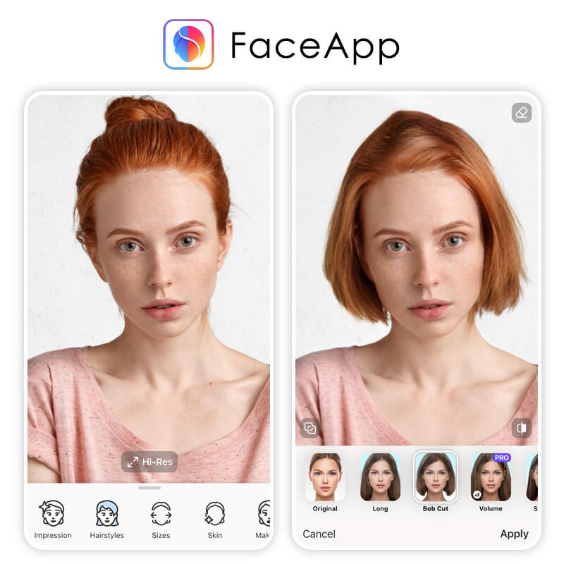 Try FaceApp - one of the top hair cutting app out there.