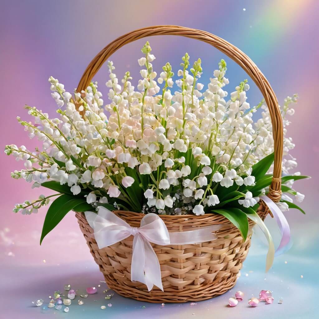Carte 1er Mai : panier de muguet