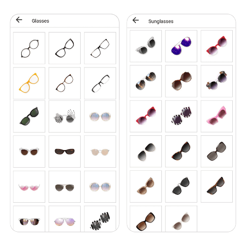 Essayer lunettes de soleil application