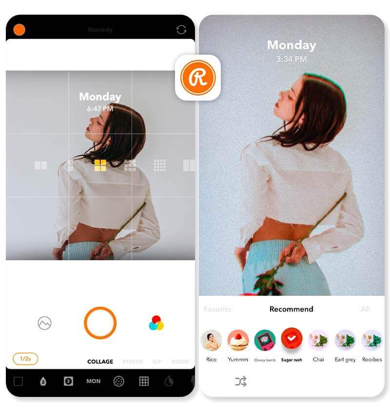 App Retrica com efeitos de câmera antiga e filtro vintage