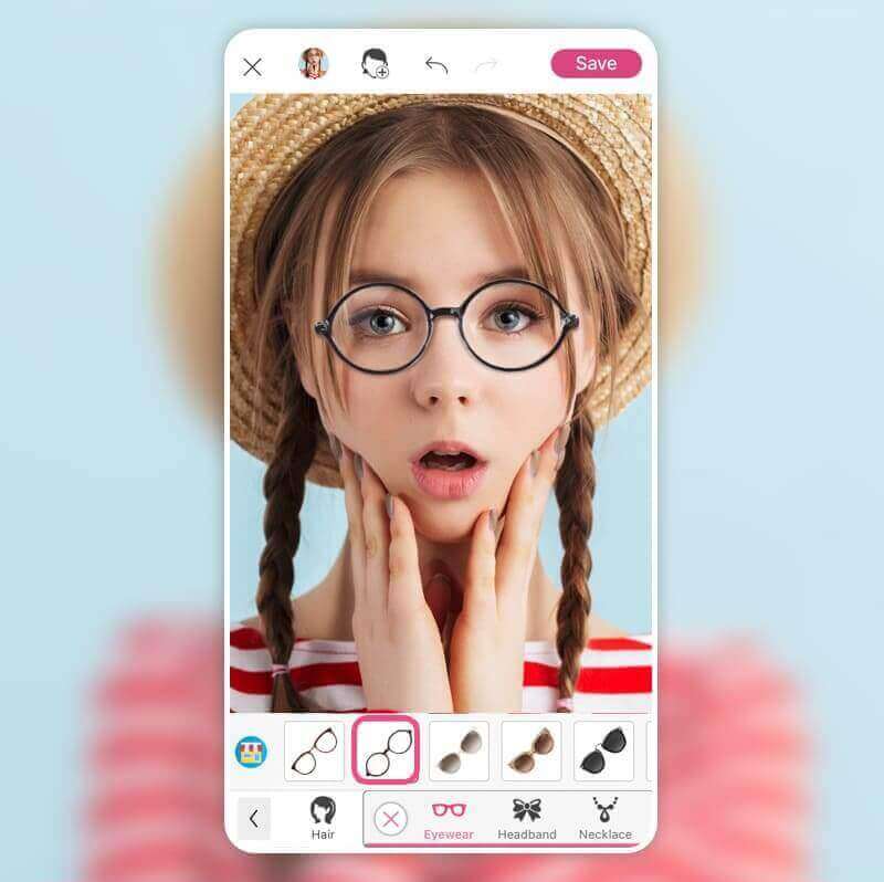Visage en forme de coeur essayer lunettes en ligne appli gratuite YouCam Makeup