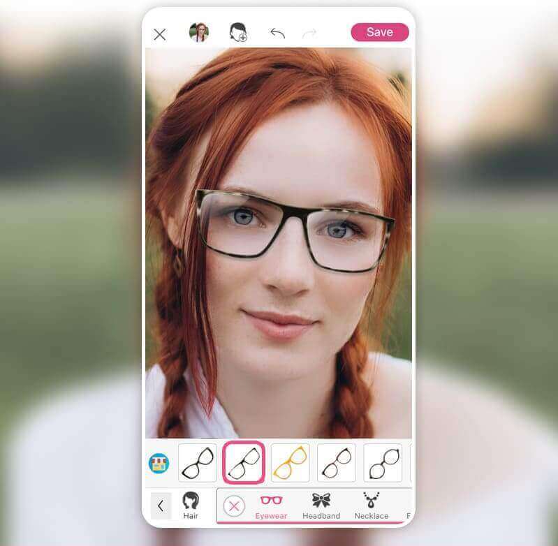 Visage forme ovale type de lunettes application gratuite YouCam Makeup . essayage de lunette en ligne