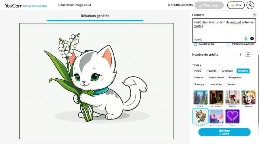 Générateur de carte 1er Mai virtuelle muguet avec chat
