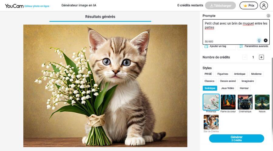 Carte virtuelles 1er Mai gratuite muguet : petit chaton