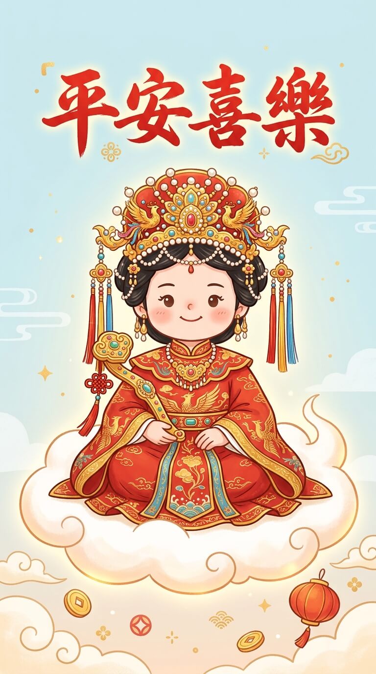 Q 版媽祖圖：媽祖祝福圖免費下載