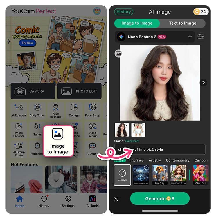 Tela do aplicativo YouCam Perfect ensinando como fazer avatar do teste SBTI.