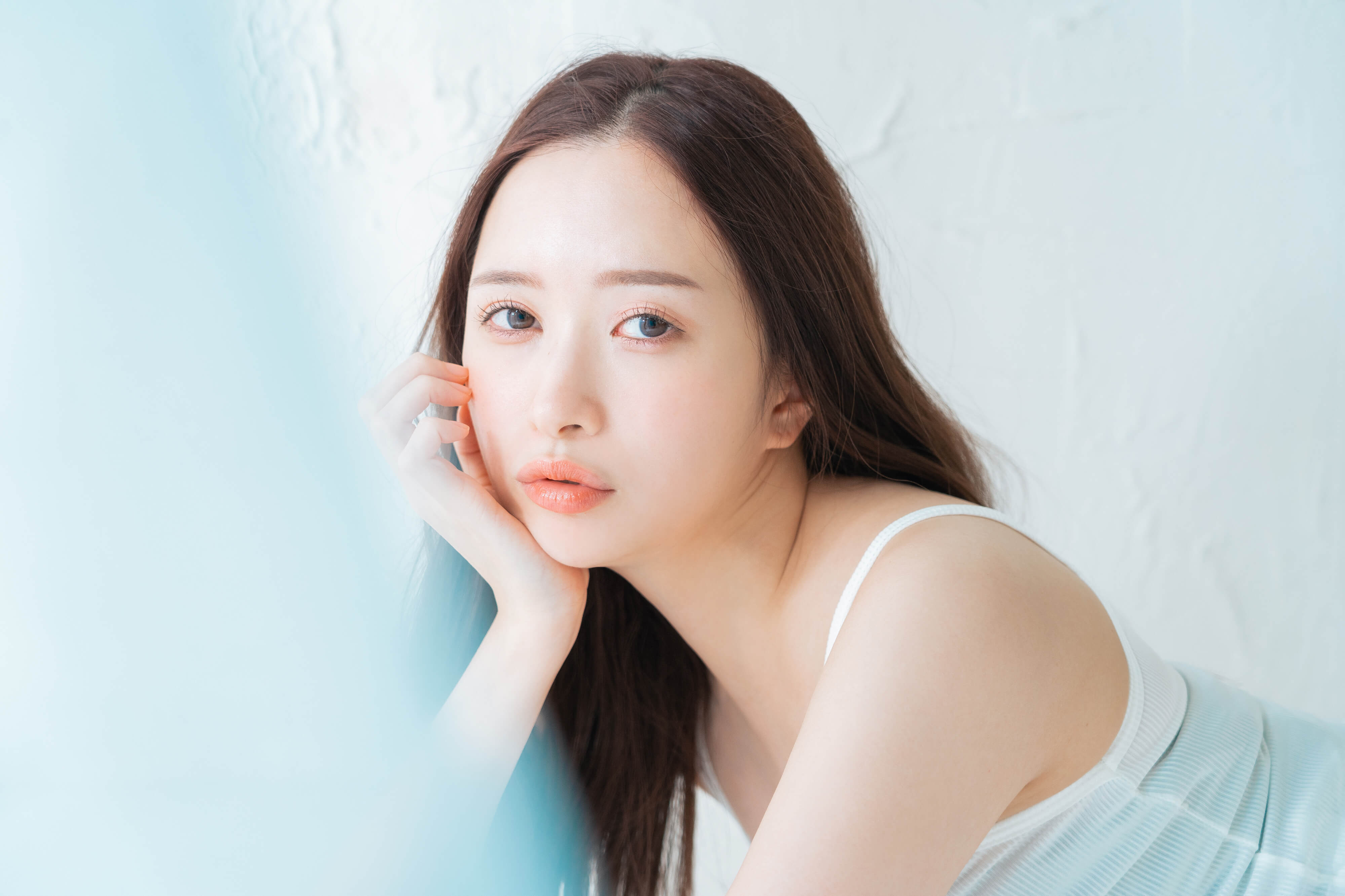 ピンクみのある透明感肌