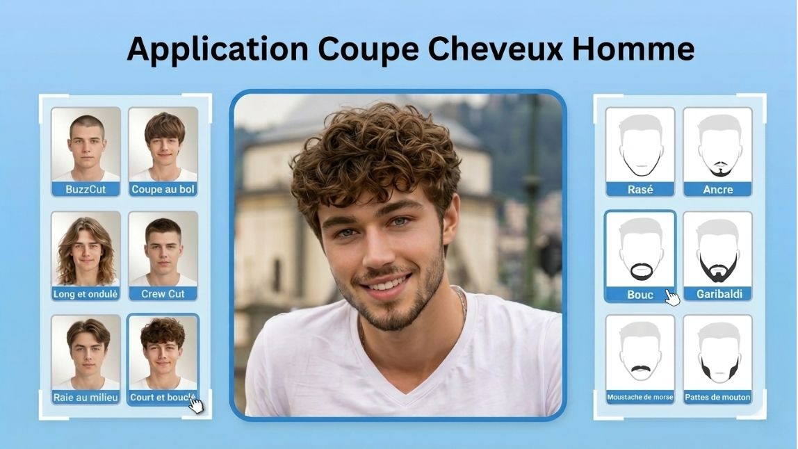 Application simulateur coupe de cheveux homme et filtre barbe