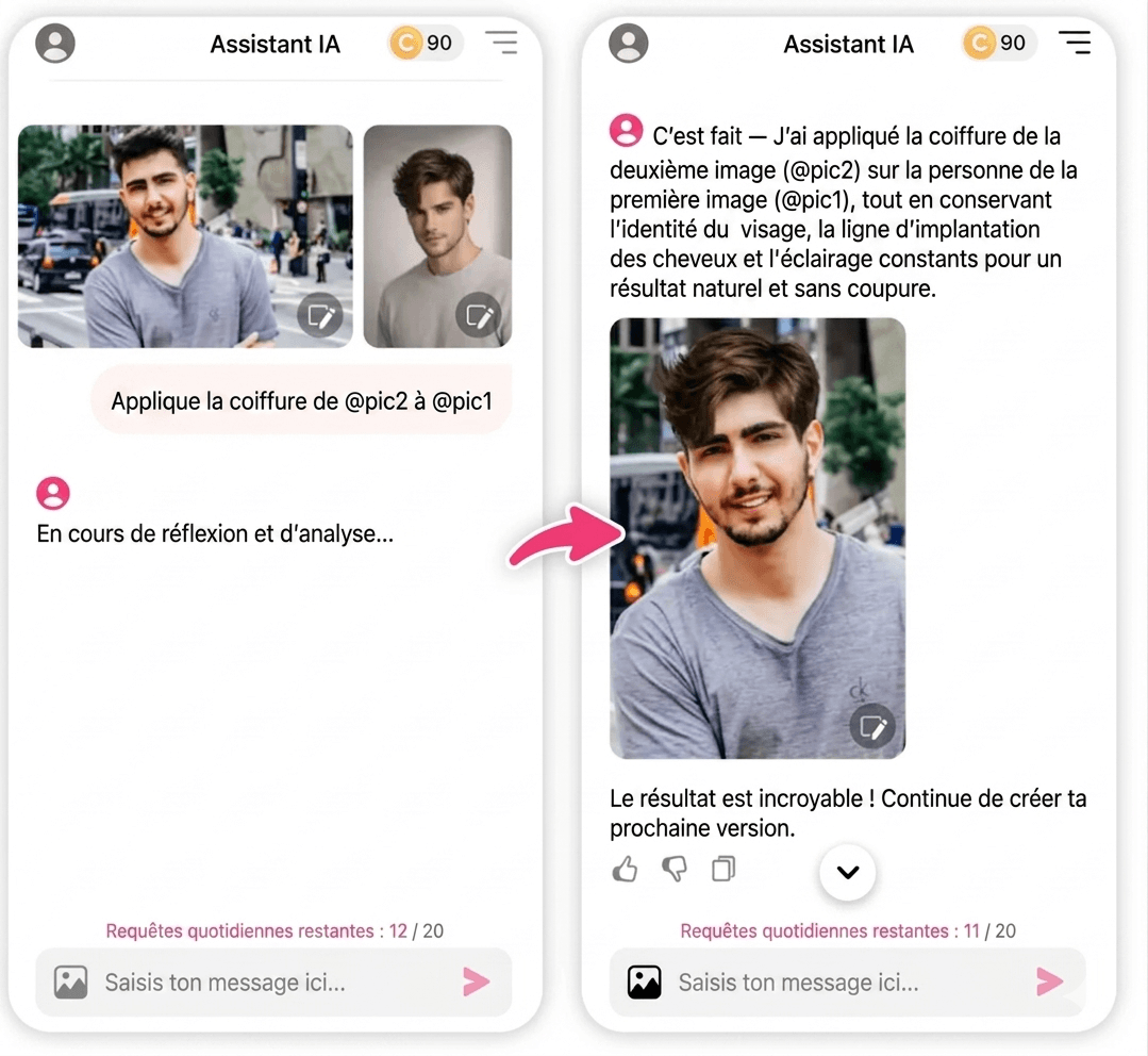 Assistant IA : simulateur coupe de cheveux homme par chat