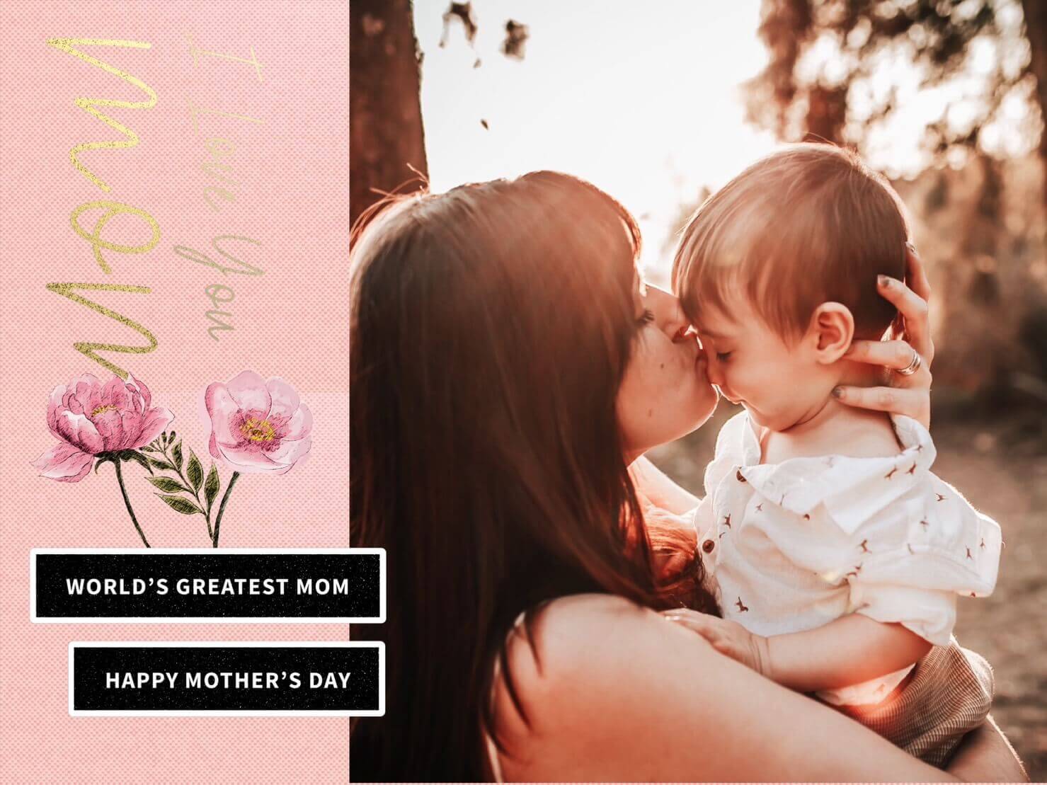 質感燙金母親節英文卡片範例 - 手機製圖教學