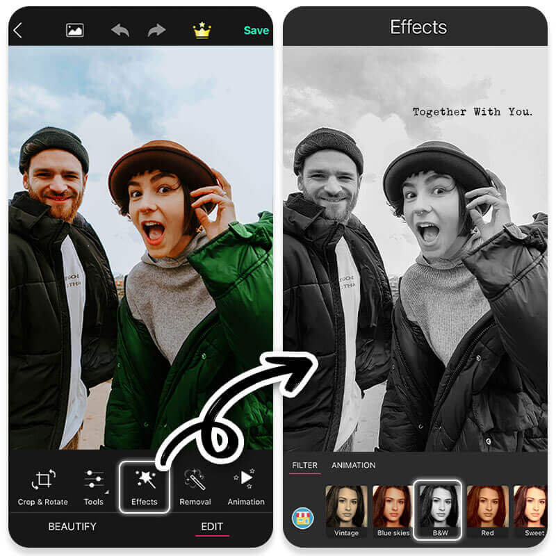 Filtre Instagram : Filtre noir et blanc pour les photos instagram