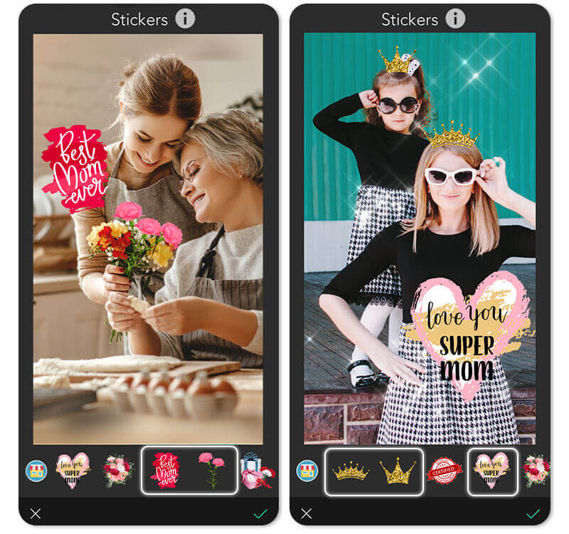 идеи фото ко Дню матери: добавьте забавные стикеры ко Дню матери на фото с помощью лучшего приложения
