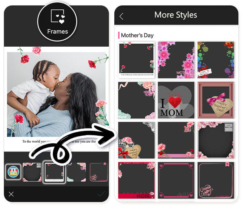 กรอบรูปดิจิทัลวันแม่ฟรีกว่า 10 แบบให้ลองบน YouCam Perfect