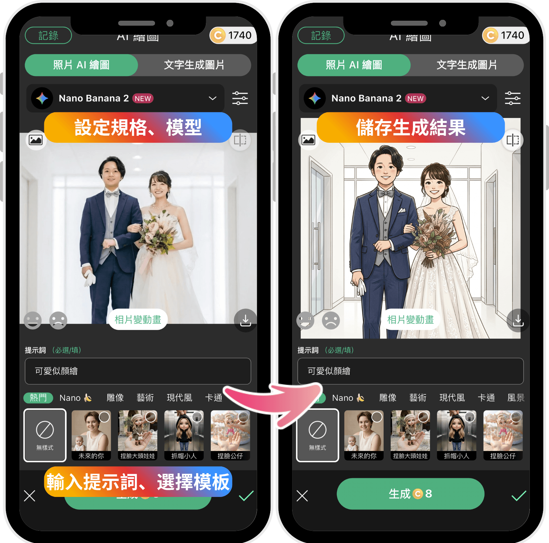 可用 AI 將 ibon 貼紙圖案轉換風格