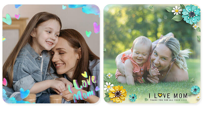 กรอบรูปดิจิทัล I Love MOM บน YouCam Perfect