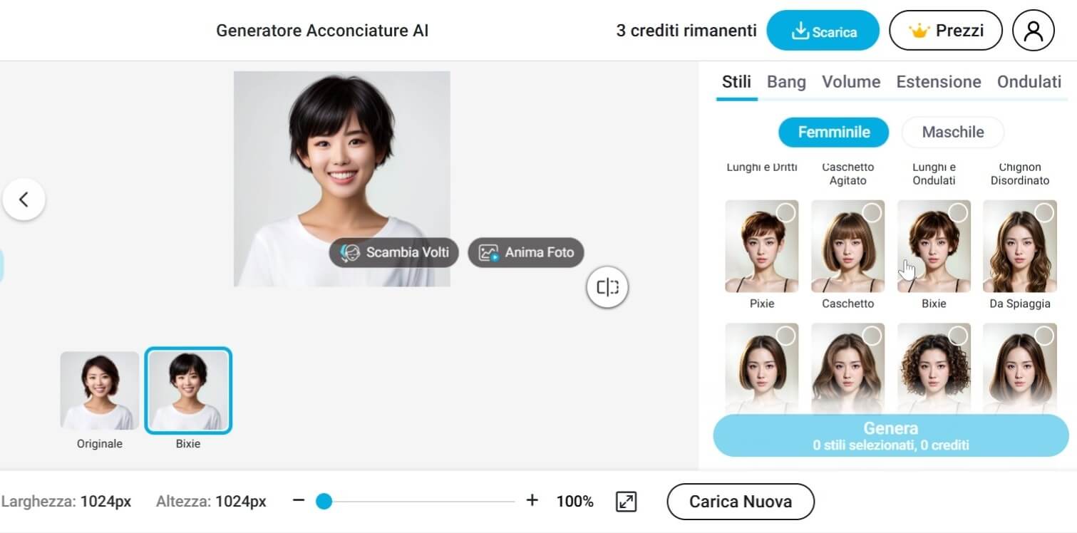 Prova taglio corto donna online