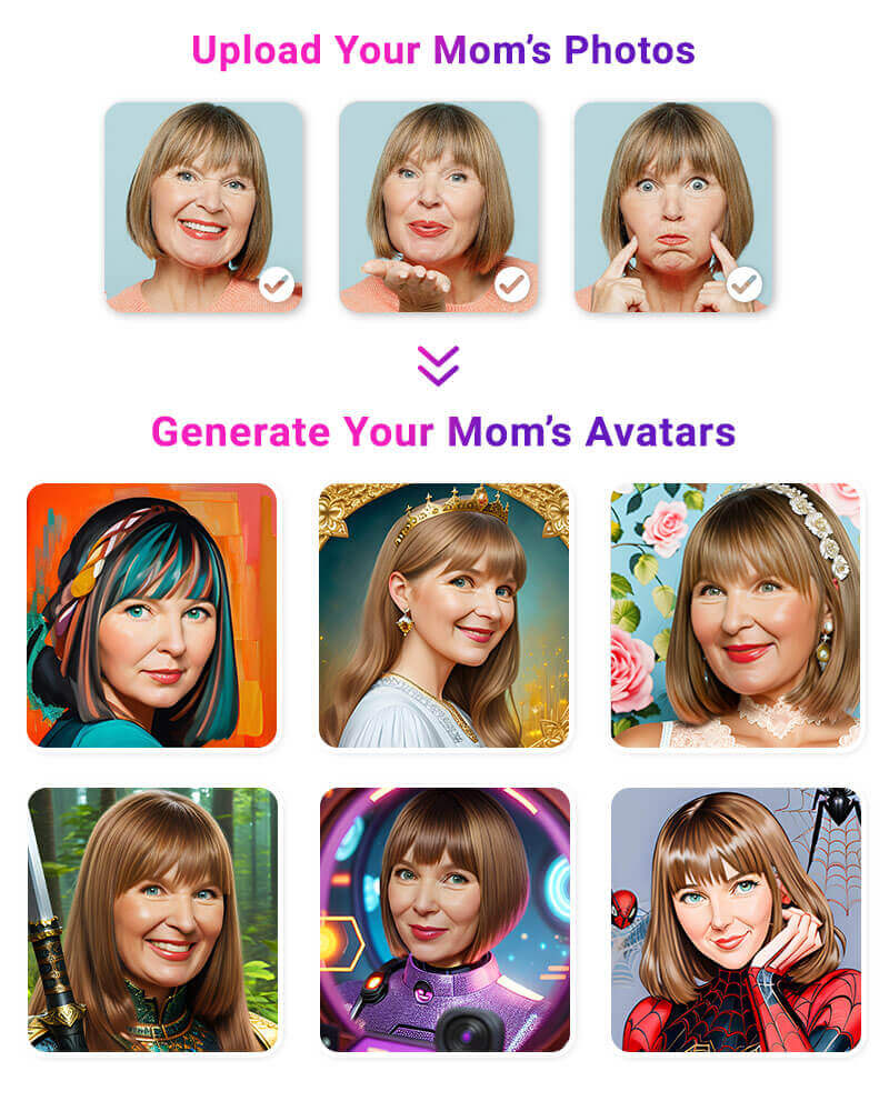 Создавайте аватары мамы с помощью AI Avatar в YouCam Perfect