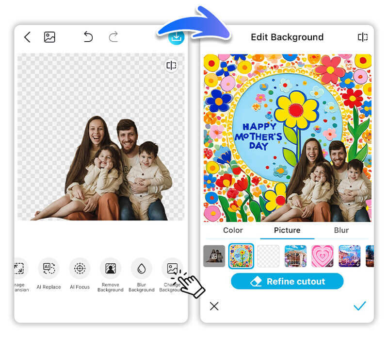 Добавьте изображение ко Дню матери на фон