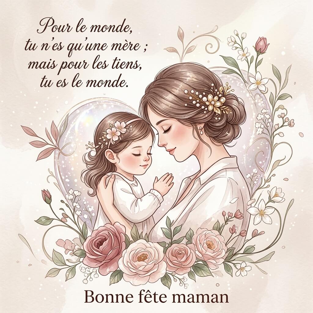 Carte fête des mères avec citation
