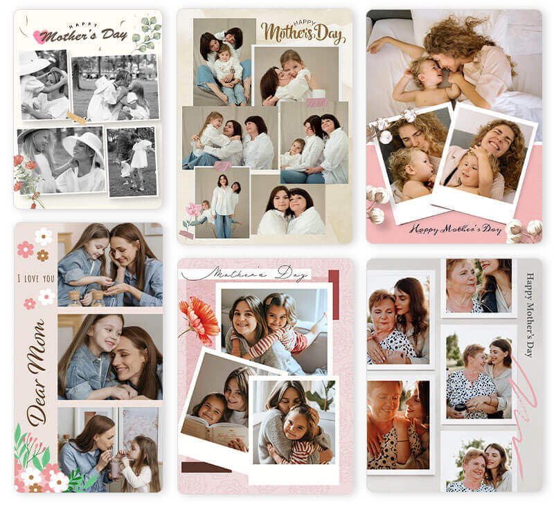 Modèles de collage pour montage photo de la fête des mères