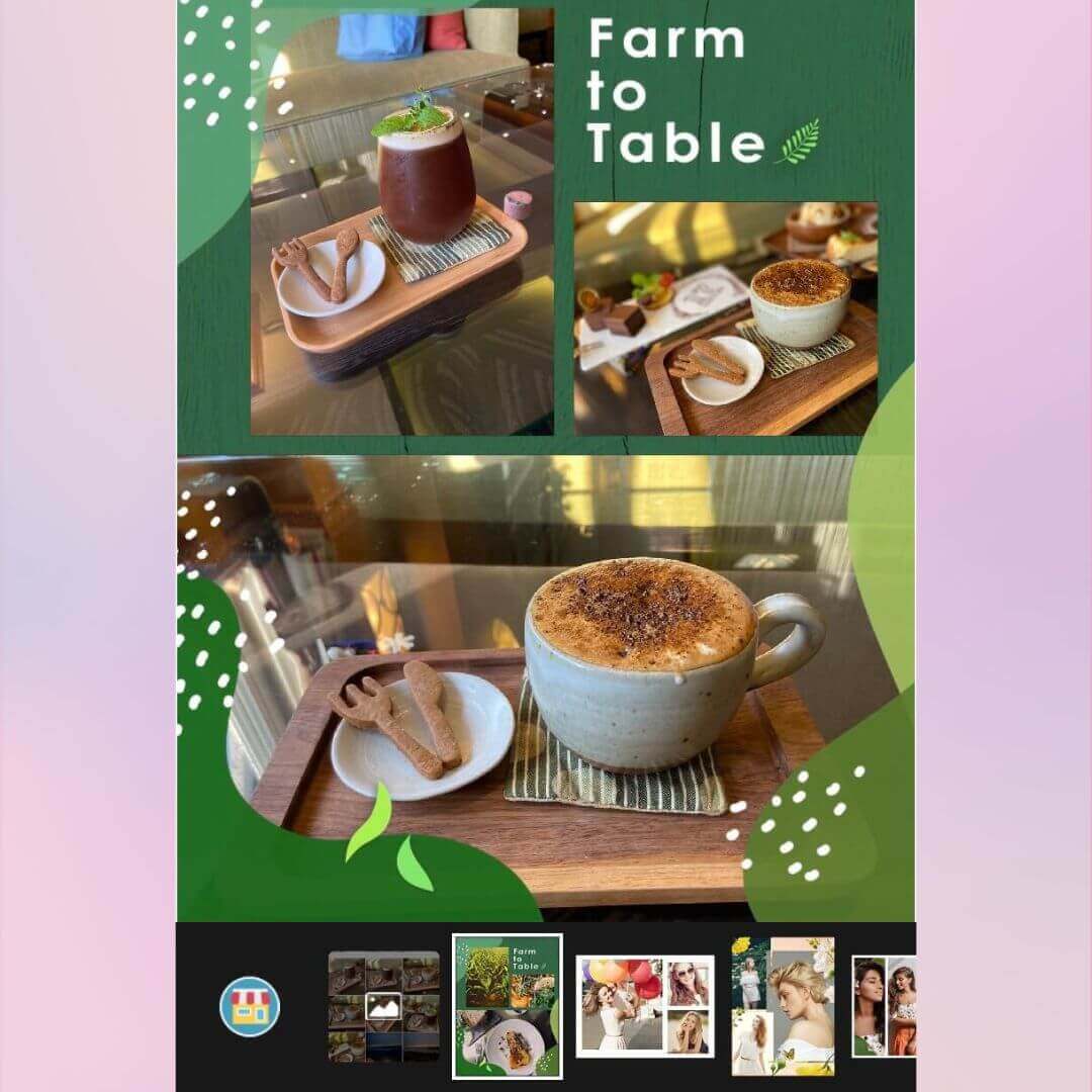 콜라주 디자인을 선택한 모습