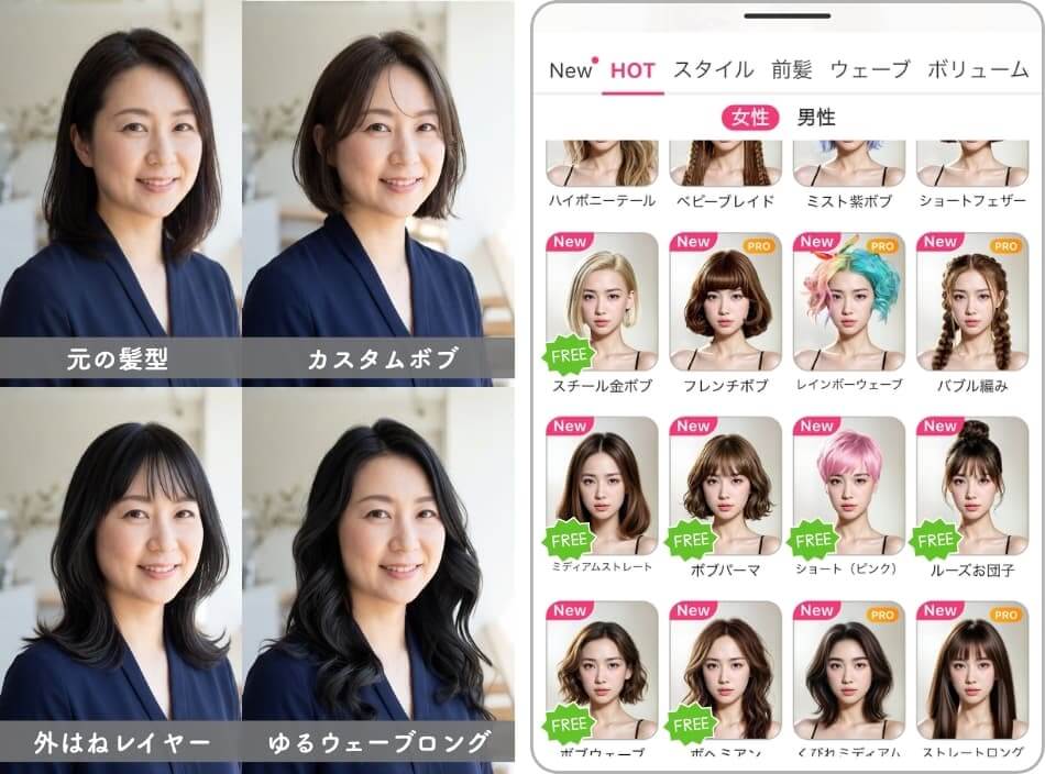 AI髪型アプリで似あう髪型を探してみる