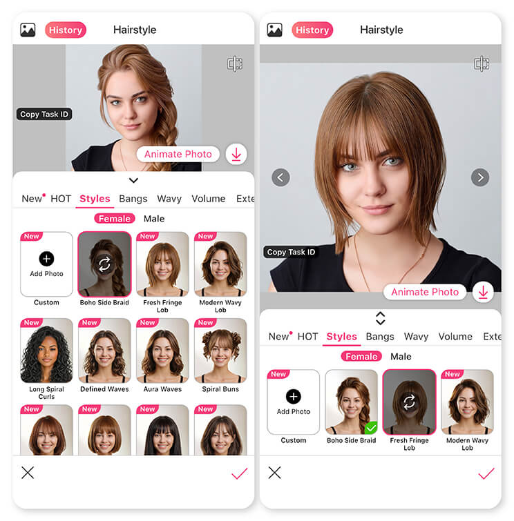 preview hairstyle in YouCam Makeup