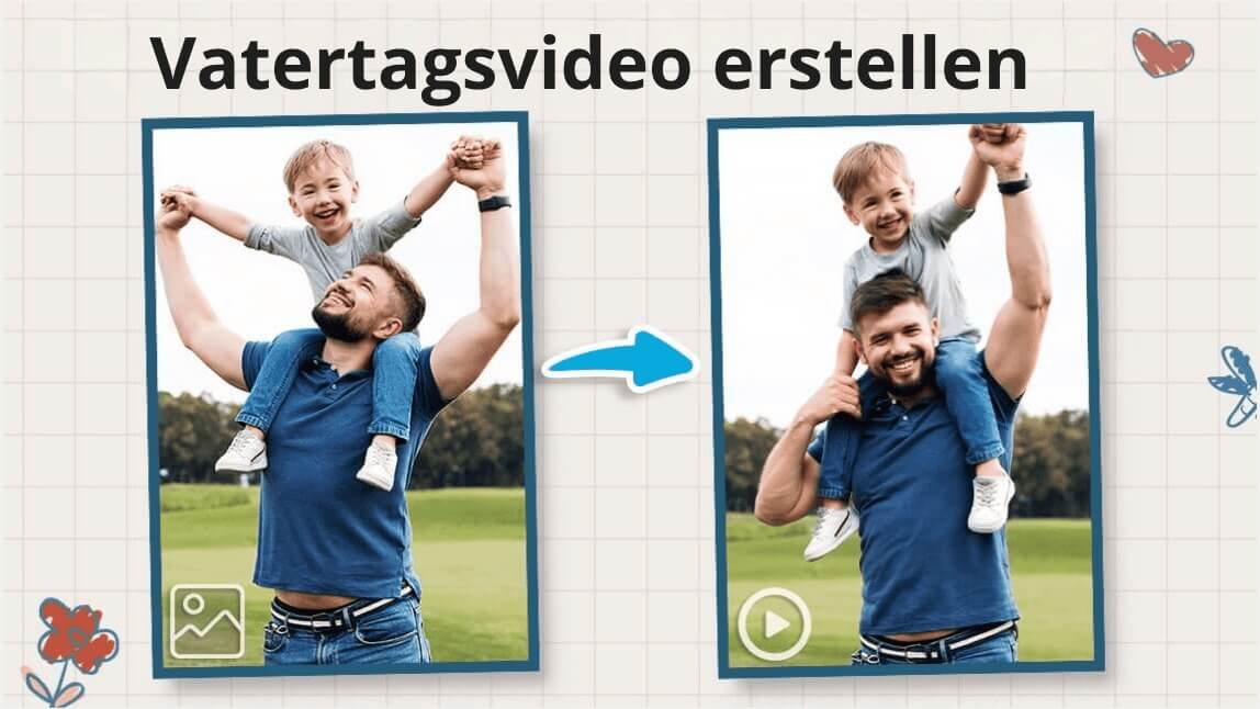 Vater-Sohn-Foto wird per App in ein personalisiertes Video verwandelt – ideale Videobearbeitungs-App für den Vatertag.