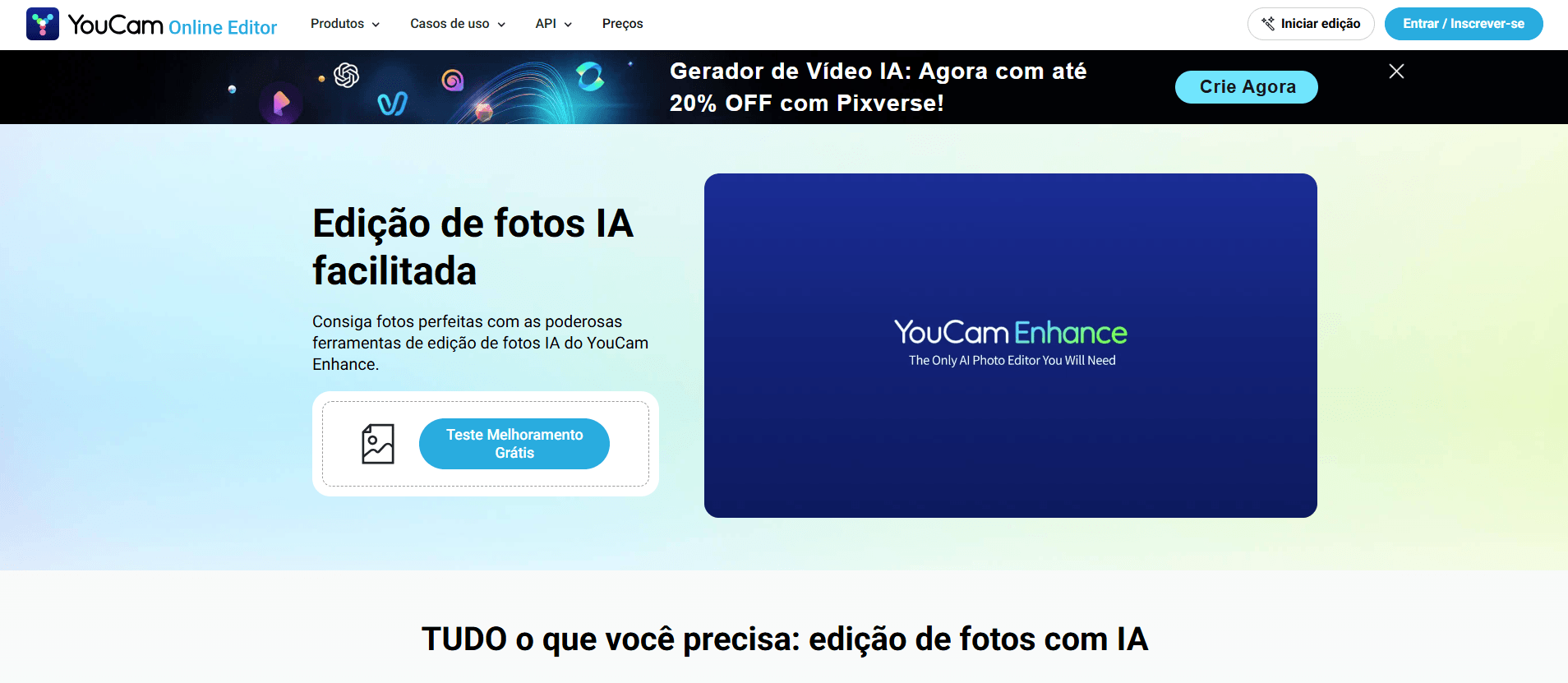 Interface do YouCam Online Editor