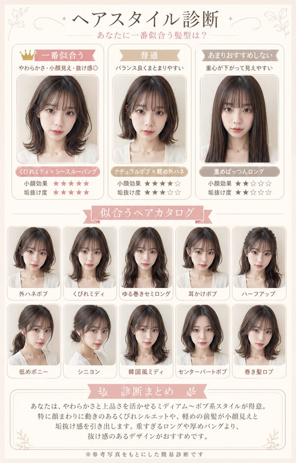 完成したヘアスタイル診断レポート