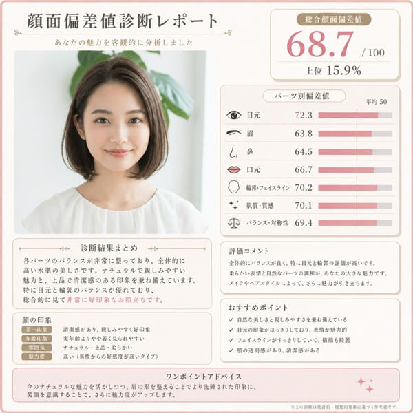 顔面偏差値診断レポート 顔面偏差値診断レポート