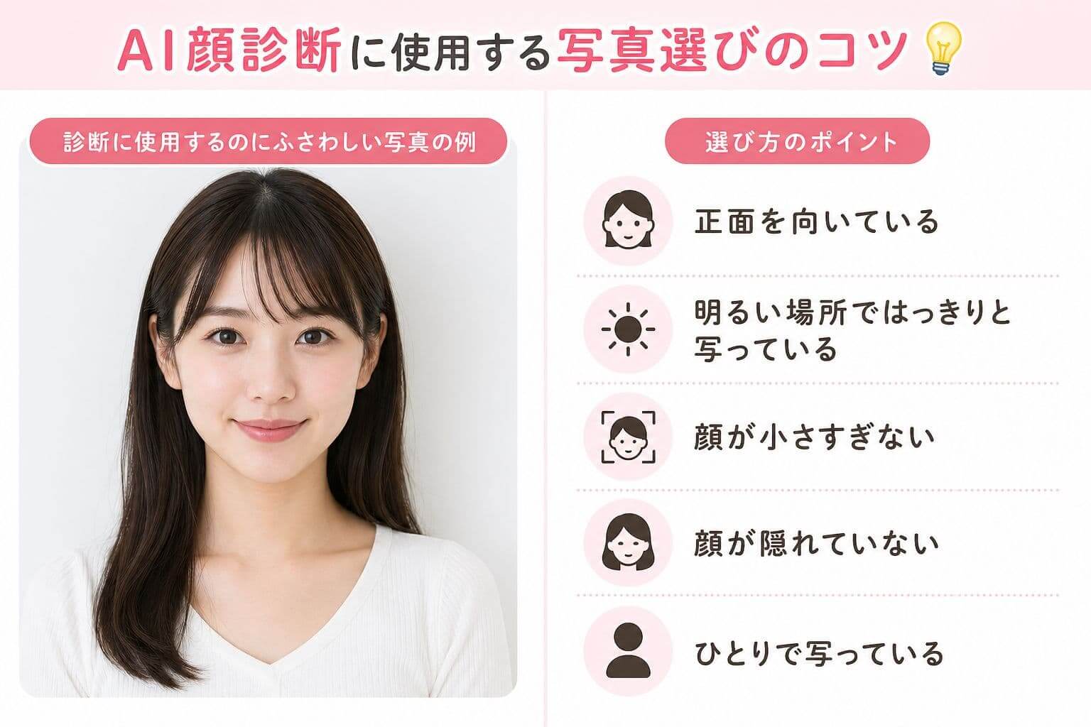 AI男顔女顔診断に使用する写真選びのコツ