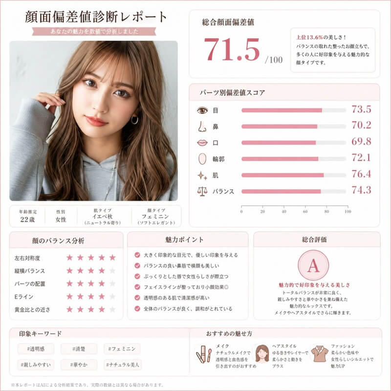 顔面偏差値診断レポート 顔面偏差値診断レポート