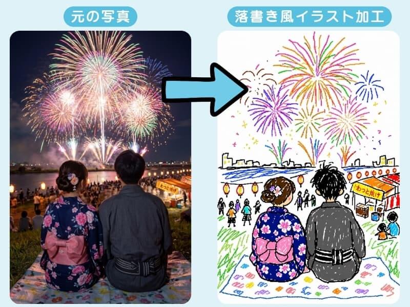 アプリで写真がイラストに変身した様子 アプリで写真がイラストに変身した様子