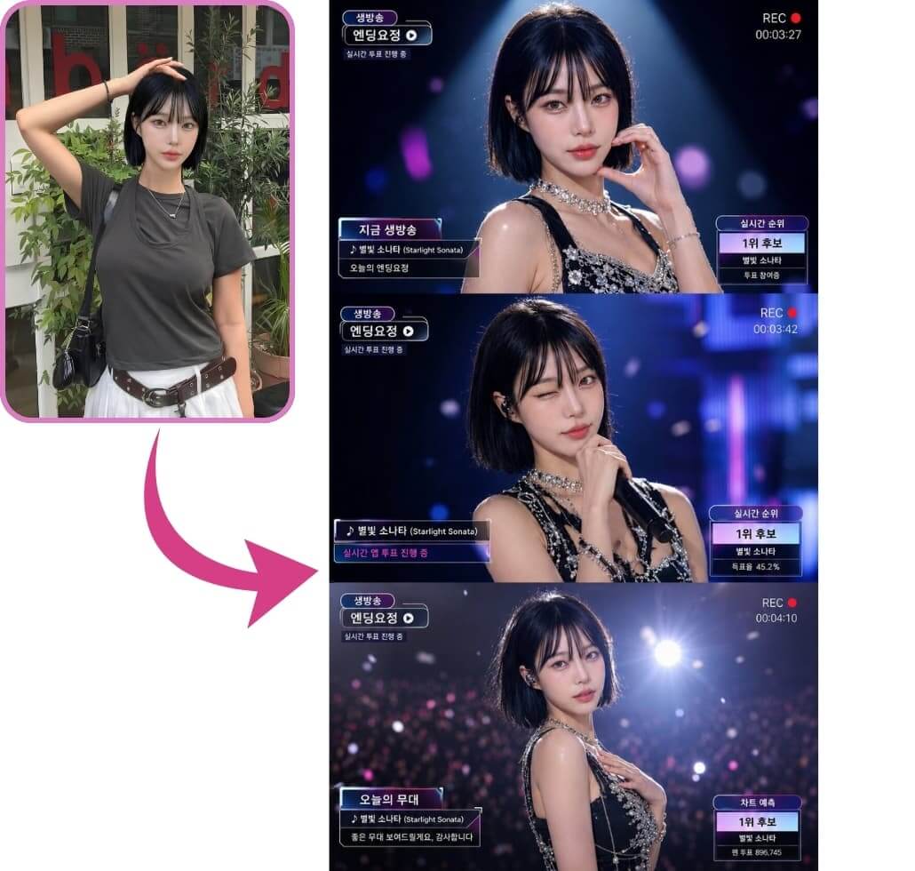 韓国アイドルになれるAI3コマ画像