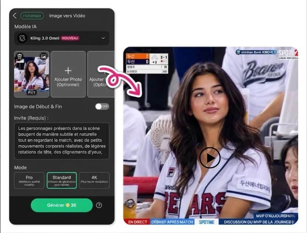 AI Baseball trend : animer la photo en vidéo