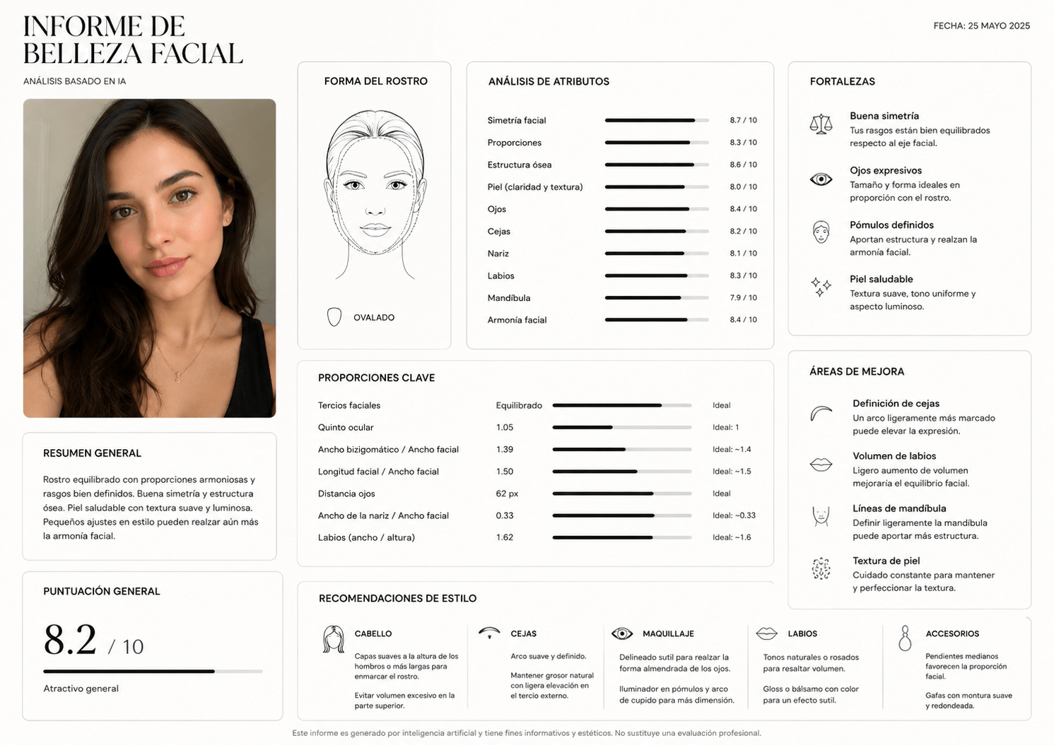 Informe de belleza facial ejemplo Informe de belleza facial ejemplo