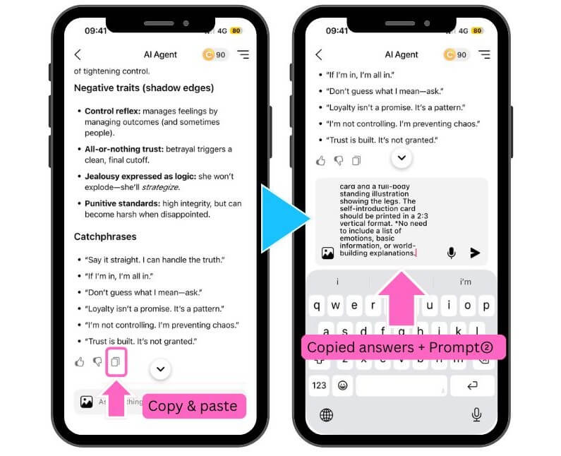 Copy and paste answer and prompt