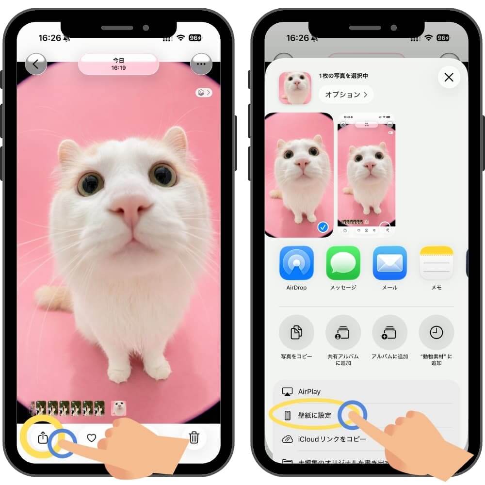 iPhoneのアルバムから3D壁紙にしたい写真を選択
