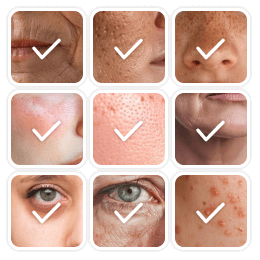 Análisis facial con IA detectando características visibles de la piel