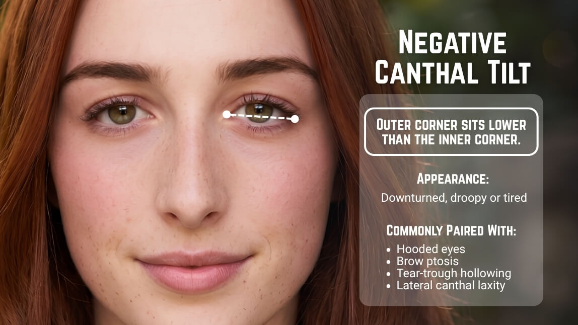 what is Negative Canthal Tilt a woman with Negative Canthal Tilt, Negative Canthal Tilt introduction