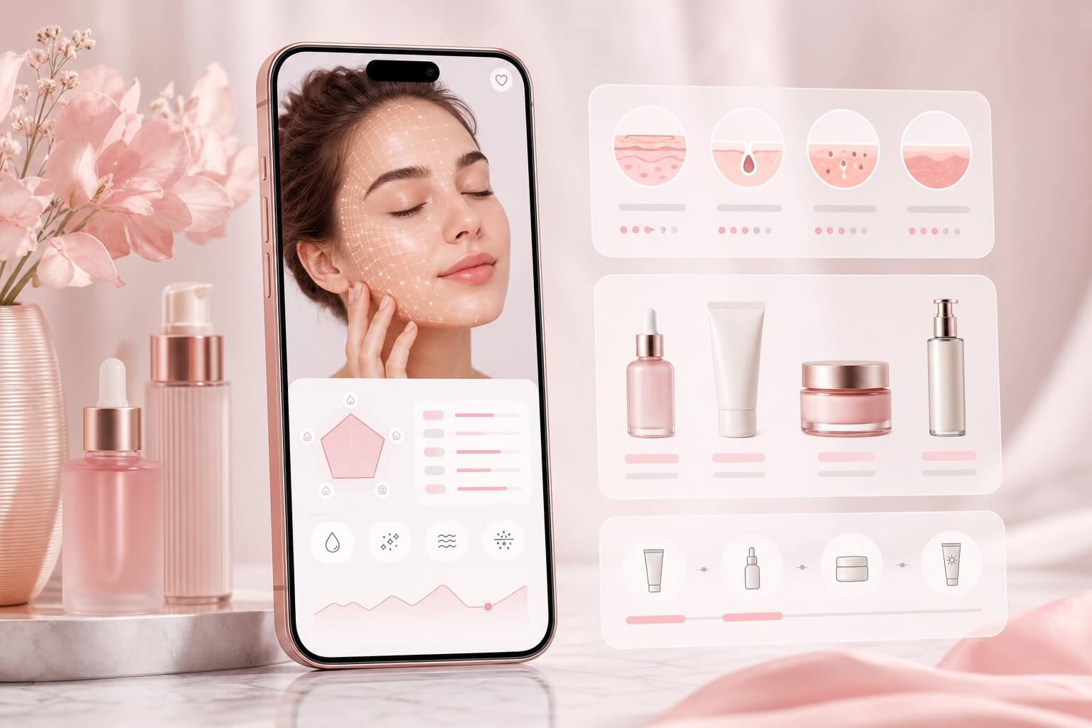 Diagnóstico de piel con selfie personalizado con recomendaciones de skincare Diagnóstico de piel con selfie personalizado con recomendaciones de skincare