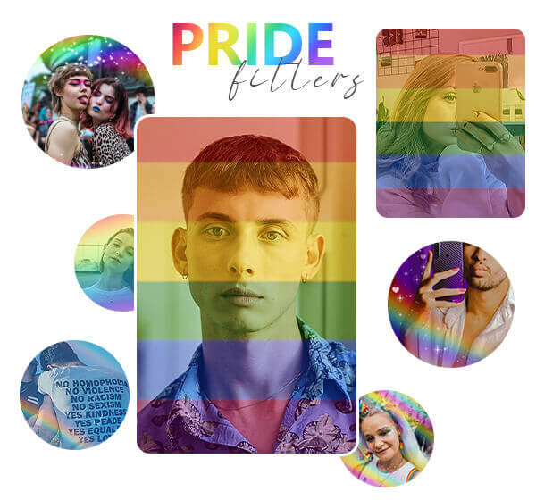 Pride-Filter auf Porträtfoto eines jungen Mannes