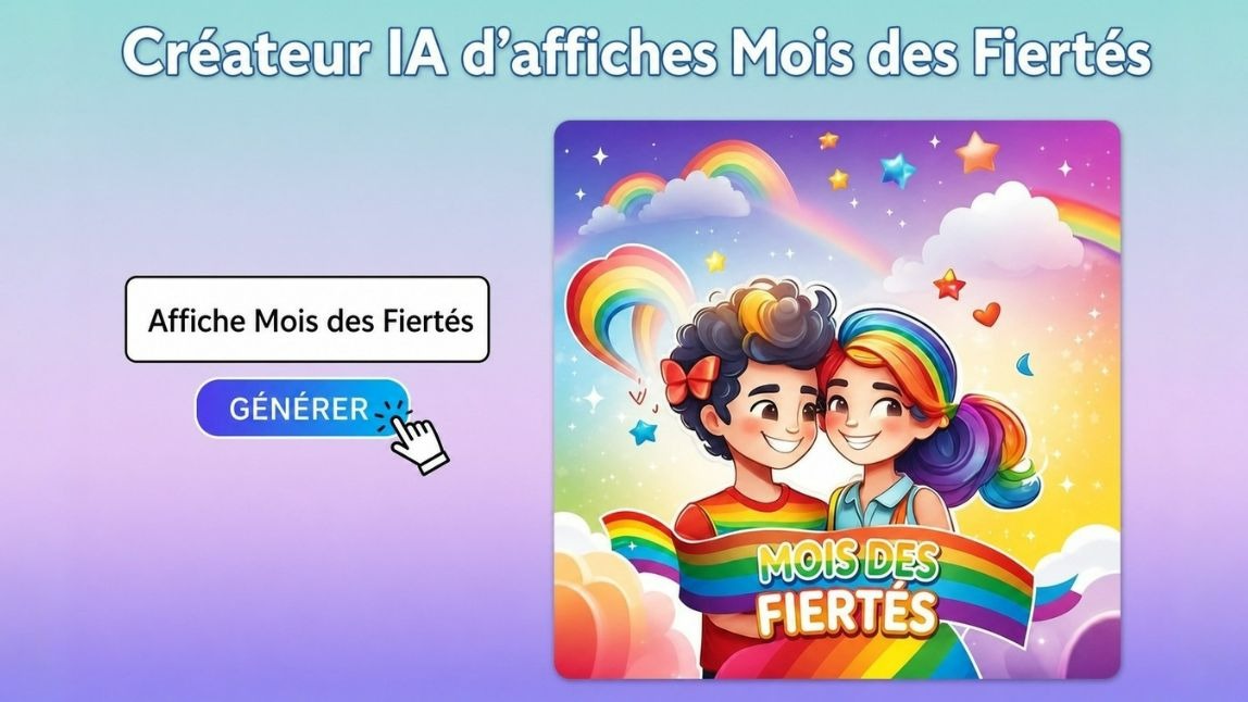 Crée une affiche LGBT via texte à image IA pour le mois des fierté