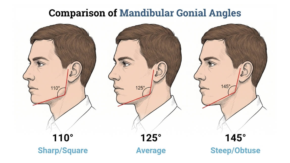 different Gonial Angle-sharp-average-steep